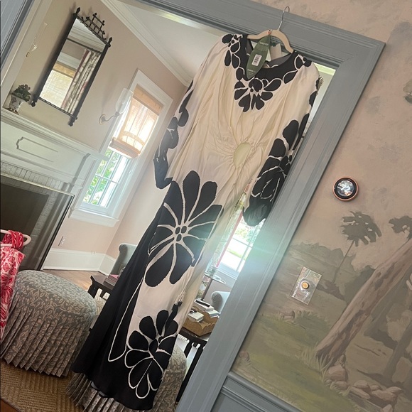 Farm Rio Palermo black cut out long sleeve maxi dress NWT XS - Picture 8 of 12